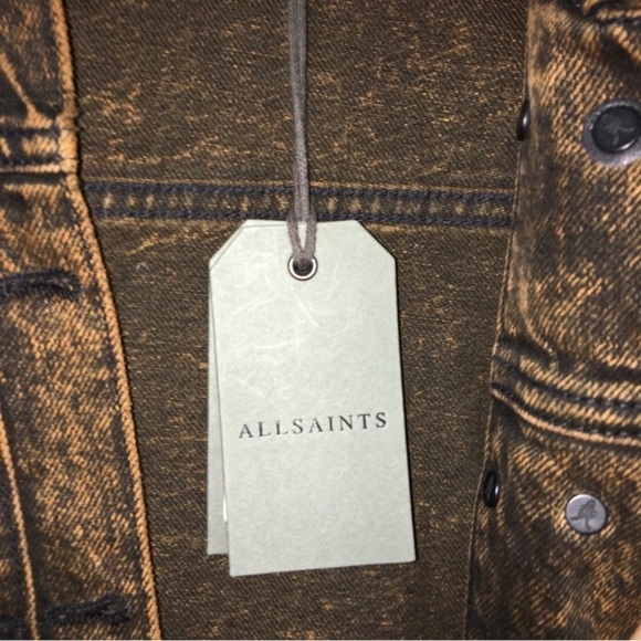 NWT All Saints Pat Black Trucker Denim Double Button Jacket - Picture 7 of 7
